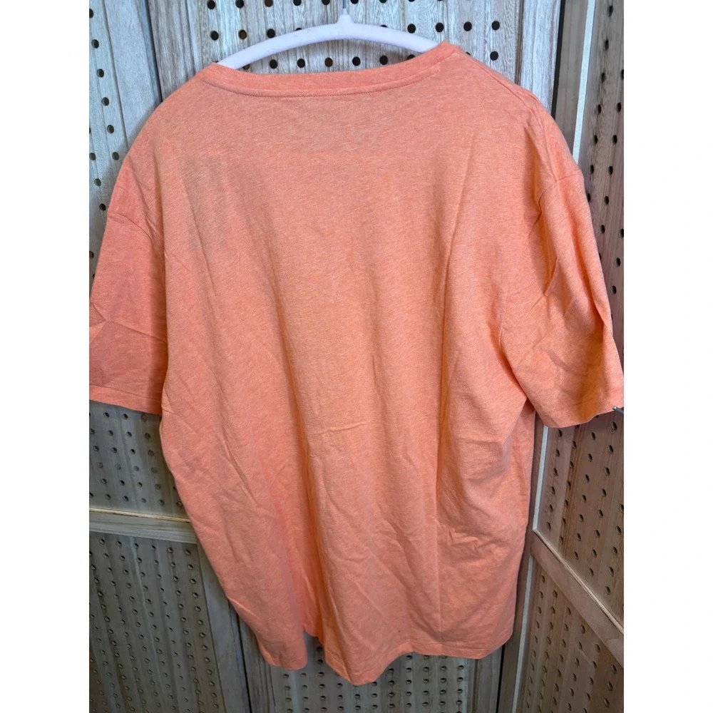 Polo Ralph Lauren Mens V-Neck T-Shirt Orange Heather Blue Pony Logo L NEW